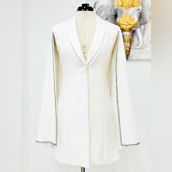 Alice + Olivia Esther Embellished Cotton Blazer Mini Dress - Picture 5 of 14